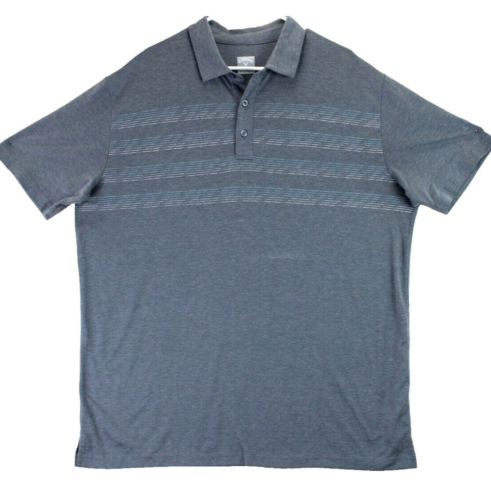 Callaway Mens Golf Polo Shirt Gray Heathered Stripe Short Sleeve XL‎